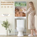 Armário sobre a Sanita, Móvel de Casa de Banho com 2 Portas de Fecho Suave e Prateleira Aberta, 64 x 21 x 173,5 cm, Branco