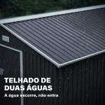 Abrigo de Jardim Metálico para Armazenamento de Ferramentas com Base de Reforço Incluída e 4 Janelas 277x322x192 cm Cinza Escuro