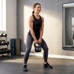 Peso Russo de 14 kg Kettlebell Fitness Preenchido de Areia com Punho Largo Antiderrapante 26x18x32 cm Preto