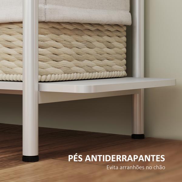 Estante de 4 Níveis Estante para Livros com Painel Perfurado e Estrutura Metálica 100x35x160,5 cm Branco