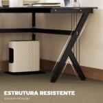 Secretária para PC Computador Secretária de canto angular para escritório 155x130x76cm Madeira preta
