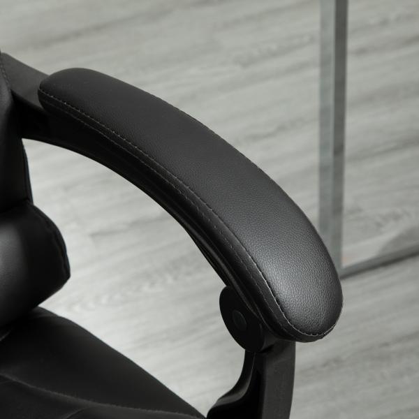 Cadeira de Escritório Reclinável Cadeira Executiva Giratória com Altura Ajustável Estofada em PU 64,5x69x109 - 117 cm Preto