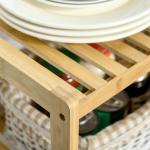 Estante de Bambu de 3 Níveis Móvel Organizador Multifuncional para Casa de Banho Cozinha Sala de Estar 62x33x80cm Natural