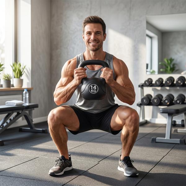 Peso Russo de 14 kg Kettlebell Fitness Preenchido de Areia com Punho Largo Antiderrapante 26x18x32 cm Preto