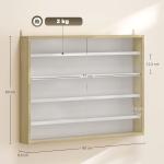 Vitrine de Parede de Madeira com Prateleiras Ajustáveis e 2 Portas Corredeiras de Vidro para Coleções Perfumes 80x9,5x60 cm Madeira e Branco