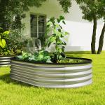 Conjunto de 2 Caixas de Plantio de Exterior em Aço Galvanizado para Terraço Jardim 135x90x30 cm Prateado