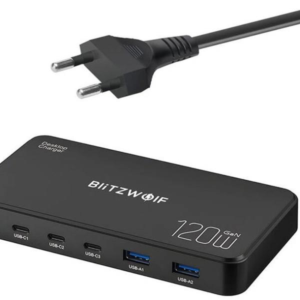 Carregador 5 - EM - 1 120W (2x USB - A + 3x USB - C) - BLITZWOLF
