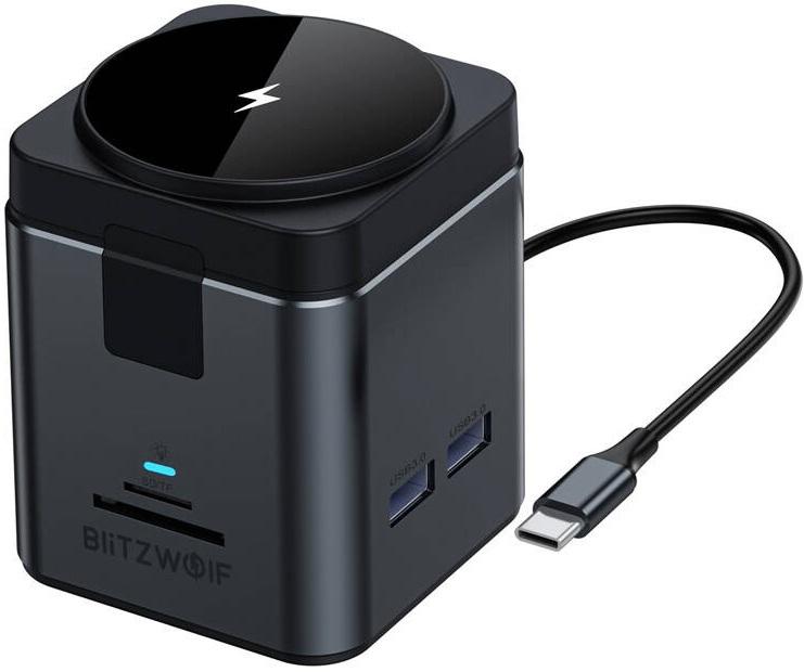 Docking Station USB - C 9 - EM - 1 (3x USB 3.0/HDMI/RJ45/SD/TF/USB - C) - BLITZWOLF