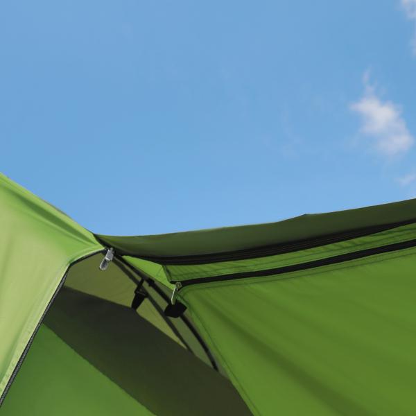 Tenda de Campismo Familiar para 4 Pessoas Tenda de Campismo Portátil Impermeável com Bolsa de Transporte Rede Mosquiteira e Proteção Solar 410x - 310x225cm Verde