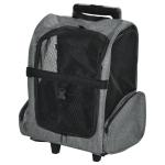 Transportadora Carrinho para Animais de Estimação 2 em 1 Mochila de Viagem com 2 Rodas para Cães Gatos com Alça Retrátil de Alumínio e Bolso de Armazenamento 42x25x55cm Cinza