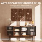 Decoração de Parede em Madeira 3D 3 Peças 40x80 cm Adornos de Parede com Padrão de Folhas Tropicais Nogueira