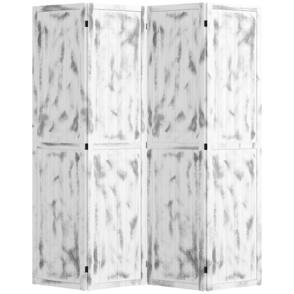 Biombo Dobrável de 4 Painéis Separador de Ambientes Elegante para Dormitórios Sala de Estar 160,5x170cm Branco Rústico