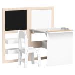 Mesa e Cadeira Infantil Mesa para Crianças com Cadeira Ardósias Dobrável Prateleiras e Rolo de Papel Branco