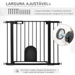 Barreira de Segurança de Cães Animais de Estimação para Escadas e Portas 75 - 103cm com 2 Extensões Fechamento Automático e Sistema de Duplo Bloqueio Aço Preto