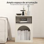 Mesa de Cabeceira Moderna Mesa de Cabeceira Estreita com 2 Compartimentos Abertos Desenho em Forma de Arco 40x30x60 cm Creme