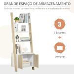 Estante em Forma de Escada de Madeira com 3 Prateleiras e 1 Armário Estante de Estilo Nórdico Moderno 60x40x171cm Carvalho e Branco