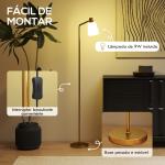 Candeeiro de Pé LED Regulável com Ecrã Giratório 350° 3 Temperaturas de Cor 3000K/4000K/6500K 45x21x148 cm Branco e Dourado