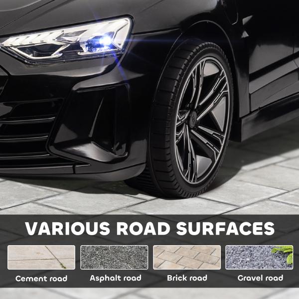 Carro Elétrico AUDI RS E - Tron GT 12V com 2 Motores Faróis LED Buzina Música USB 3 - 5km/h 103x58x41cm Preto