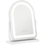 Espelho de Maquilhagem com Luz LED Giratório com 3 Modos de Iluminação Rotação Regulável de 360° e Função de Memória Branco