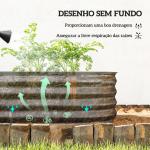 Caixa de Plantio de Exterior Grande em Aço Galvanizado para Cultivo de Plantas 150x62x30 cm Cinzento