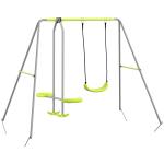 Baloiço para Crianças Baloiço Jardim com 1 Baloiço Simples 1 Planador e Anti - UV 255x160x180 cm Cinza e Verde