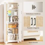 Armário de Cozinha com Prateleiras Ajustáveis Portas em Vime e Sistema Anti - Tombo 60x30x170 com Branco