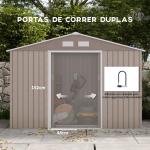 Abrigo de Jardim 277x195x192 cm Metálico para Armazenamento de Ferramentas com Base de Reforço Incluída Madeira