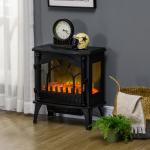 Lareira Elétrica 1000W/2000W com Temperatura Ajustável e Brilho Ajustável para Ambientes 15 - 30 m² 55x31x58 cm Preto