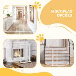 Barreira para Cães de Aço Barreira de Segurança para Animais de Estimação Dobrável de 3 Painéis Duplo Fechamento 206x90 cm Branco