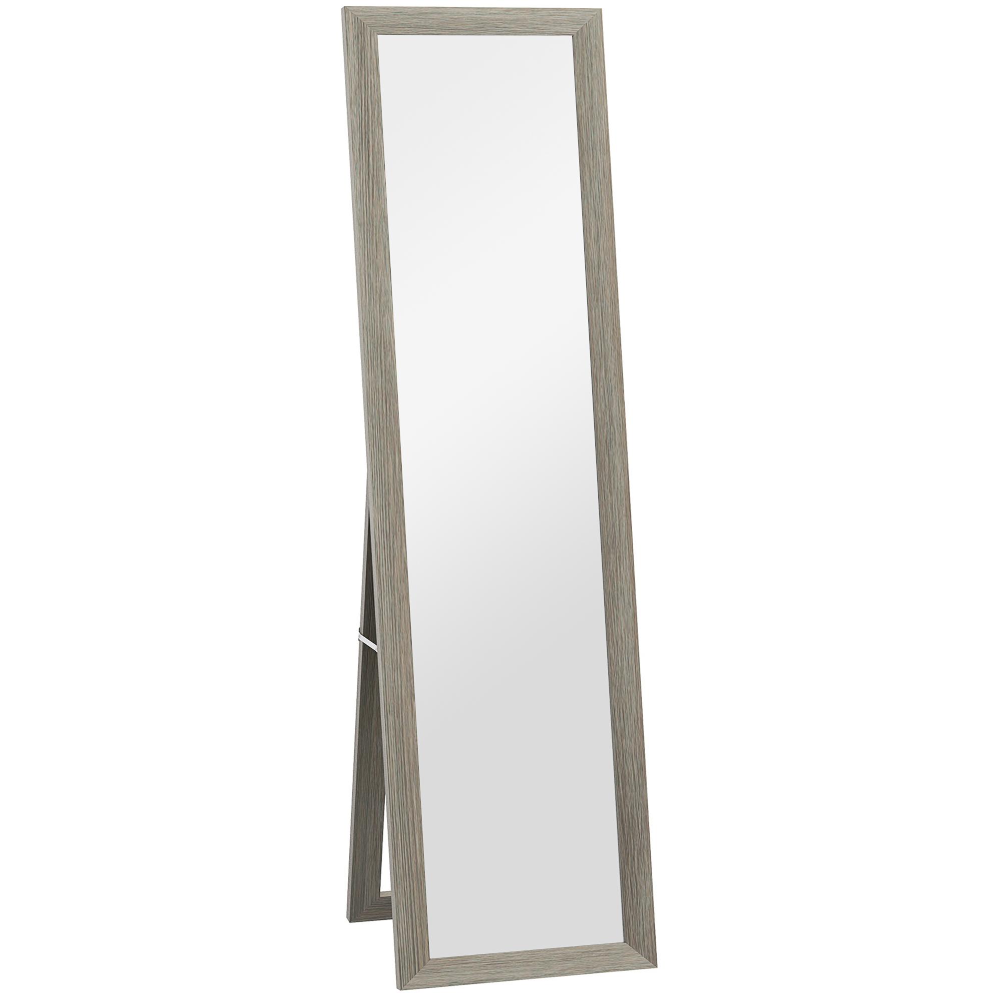 Espelho de Corpo Inteiro 157x37 cm com Moldura de MDF Espelho de Pé ou de Parede Cinzento