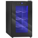 Cave para Vinhos com Refrigeração Termoelétrica Dupla Temperatura Ajustável 8 - 18℃ Porta de Vidro Anti - UV Ecrã LED Tátil Luz Interior 26,5x51,5x47,5 cm Preto