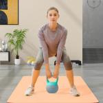 Kettlebell de 6 kg Pesa Russa Preenchida de Areia Metálica e Alça Antiderrapante para Treino em Casa Ginásio 19x19x28 cm Cinzento