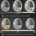 Espelho de Casa de Banho LED 3 Cores de Luz Brilho Regulável Função Anti Embaciamento Função Memória IP44 80x60 cm Prata