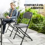 Conjunto de Mesa e Cadeiras de Jardim com Mesa Dobrável Ajustável de 55 a 74 cm e 4 Cadeiras Dobráveis para Terraço Cinzento
