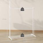 Charriot com Rodas 5 Ganchos Barra para Pendurar e Prateleira Inferior 120x43x171 cm Branco