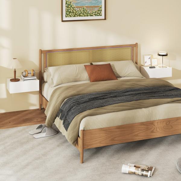 Conjunto de 2 Mesas de Cabeceira de Parede Mesas de Cabeceira Flutuantes com 1 Gaveta para Quarto 40x30x15 cm Branco