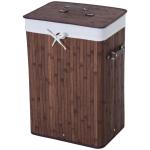 Cesto de Roupa de Bambu Dobrável Cesto para Roupa Suja 70L com Tampa e Bolsa Amovível 40x30x60 cm Bambu