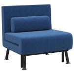 Sofá Cama Individual Dobrável com Encosto Ajustável em 5 Níveis Almofada e Estofado em Linho Sintético 75x70x75 cm Azul