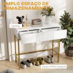 Mesa Consola Moderna Mesa de Entrada com 2 Gavetas e Pés de Aço Anti - tombo para Entrada Sala Corredor 80x31,5x75 cm Branco