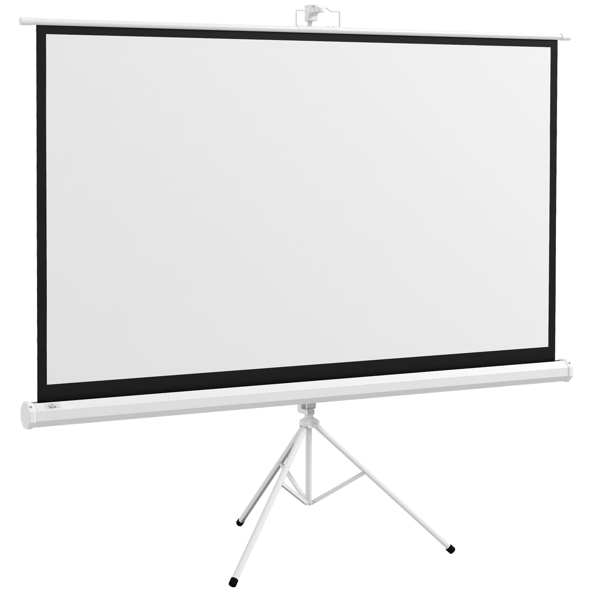 Ecrã de Projeção com Suporte Portátil 100 Polegadas Formato 16:9 Altura Ajustável 221x124 cm Branco