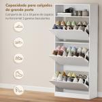 Sapateira Estreita com 3 Gavetas Rebatíveis Prateleiras Ajustáveis e Compartimento Aberto Capacidade para 12 - 18 Pares Branco
