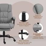 Cadeira de Escritório com Massagem de 6 Pontos Encosto Alto Reclinável Apoio para Pés e Controlo Remoto 66x75x112 - 122 cm Cinza