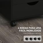Bloco de Gavetas com Rodas Bloco de Gavetas para Escritório com 5 Gavetas 40x40x67 cm Preto