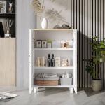 Armário de Sala de Estar Moderno Armário de Armazenamento com 2 Portas Prateleira Ajustável e Base Elevada 60x30x90 cm Branco
