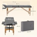 Marquesa de Massagem Dobrável Portátil com Altura Ajustável Apoio de Cabeça Apoios de Braço Acolchoados 215x60x64 - 89 cm Cinza