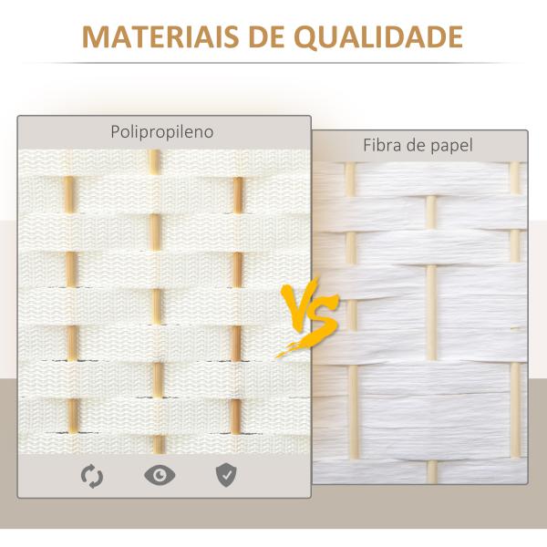 Biombo de 6 Painéis Separador de Ambientes Dobrável 240x170 cm para Sala de Estar Dormitório Escritório Branco