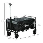 Carrinho de Transporte Carrinho Dobrável com 4 Rodas Capacidade 70 L Carga 80 kg para Jardim Praia Campismo Preto
