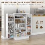 Armário de Cozinha Armário Despensa Cozinha com 2 Portas 16 Prateleiras Aparador Moderno 60x30x104 cm Branco