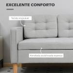 Sofá de 2 Lugares com Espaço de Armazenamento Pés de Madeira Encosto Capitonê 117x62x78 cm Cinzento Claro