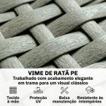 Conjunto de Jardim em Vime PE de 3 Peças com Encosto Ajustável Sofá de 3 Lugares Sofá de 2 Lugares e Mesa Cinzento